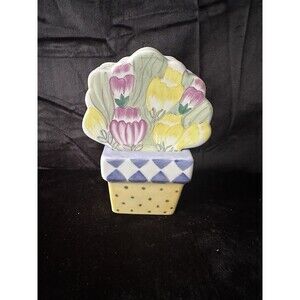 Cardinal  Inc.  4 Pottery Tulips/ Flowers In Pot Ceramic Handpainted Coasters